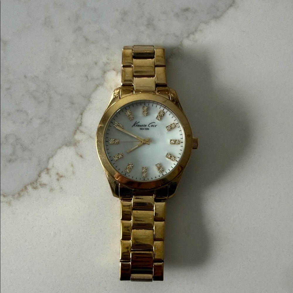Kenneth Cole Gold Watch with White Dial